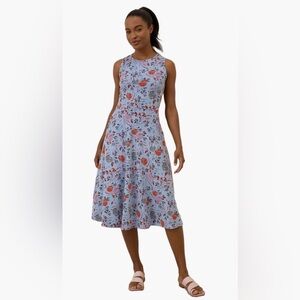Pact Fit & Flare Keyhole Back Midi Dress in Light Blue Floral